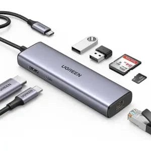 Ugreen Adapter konverter Tip C 7/1 USB 3.0x2/Ethernet RJ45 /HDMI 4K 30HZ/PD 100W/SD/TF - Slika 1