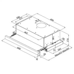 Vox Ugradni aspirator Vox PIO 650 2MW širina 60cm/kapacitet 370m3/ 2 motora - Slika 2