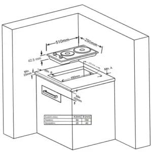 Vox Electronics Ugradna ploča Vox EBX200EIX širina 30cm/mehaničke komande/2x strujna ringla - Slika 2