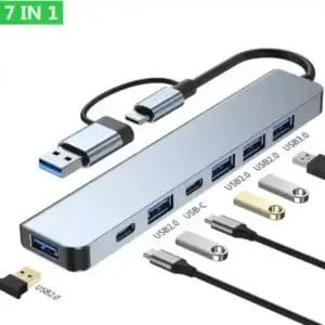 E-Green USB 3.0/3.1 tip C - HUB Superbrzi 5-port USB 3.0 + 2x Tip C - Slika 1